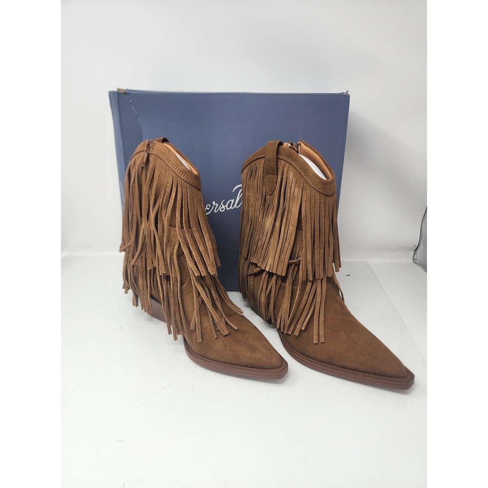 Universal Thread Austin Tan Brown Fringeā Western Ankle Boots Size 6 Memory Foam